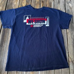 Men’s MLB Washington Nationals “We Show” Navy Blue Short Sleeve T-Shirt Size L